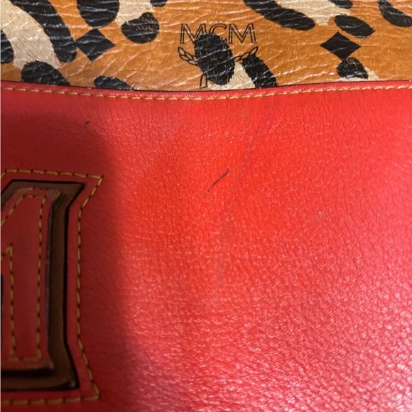 MCM Tan and Red Leopard Tote - Picture 6 of 12